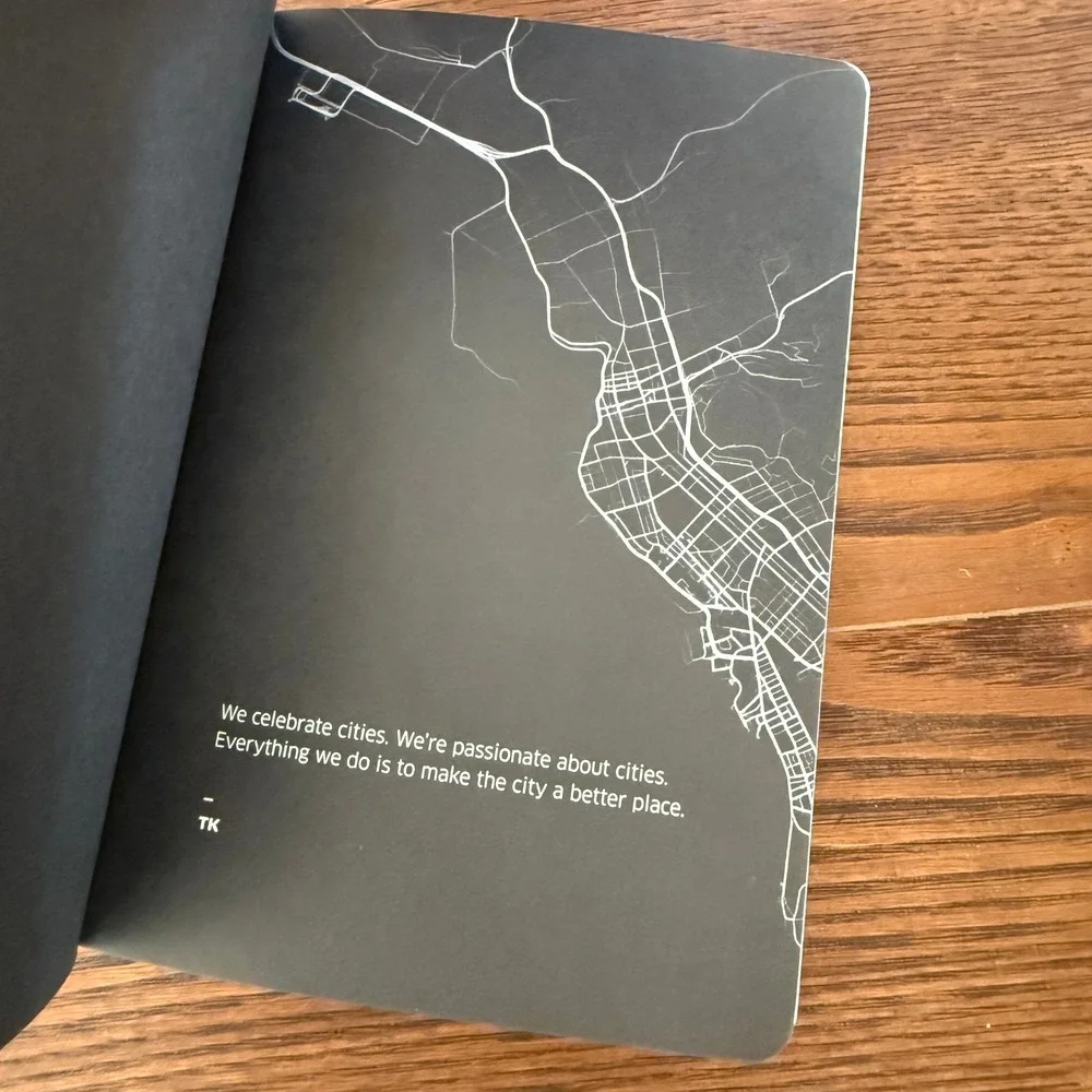 Uber Branded Notebook Journal‎ Gray Map City Design Elastic Band